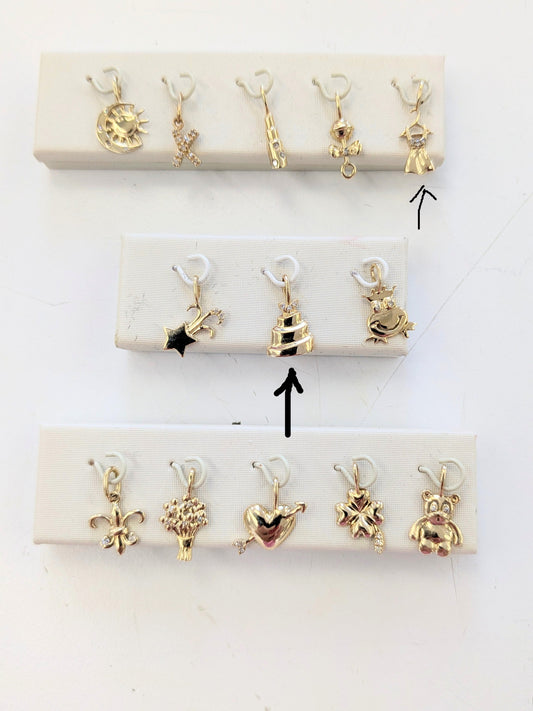 Birthday cake gold charm