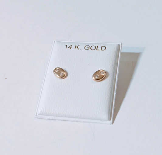 Bean cz accent gold screw back earrings