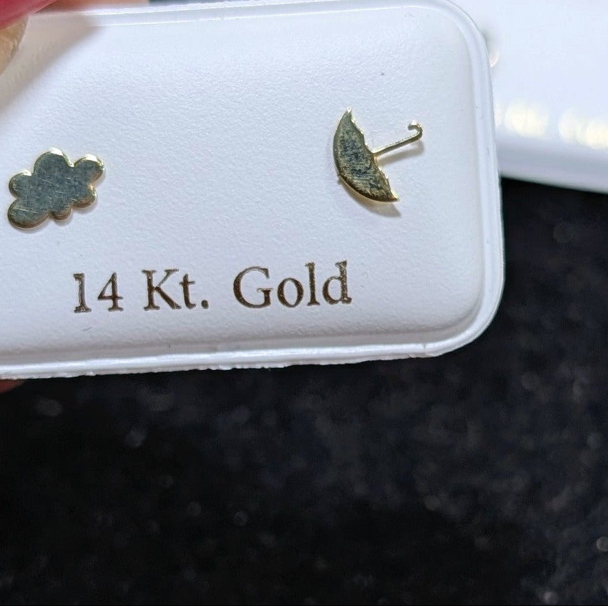 14 KT Cloud and Umbrella screw back earrings