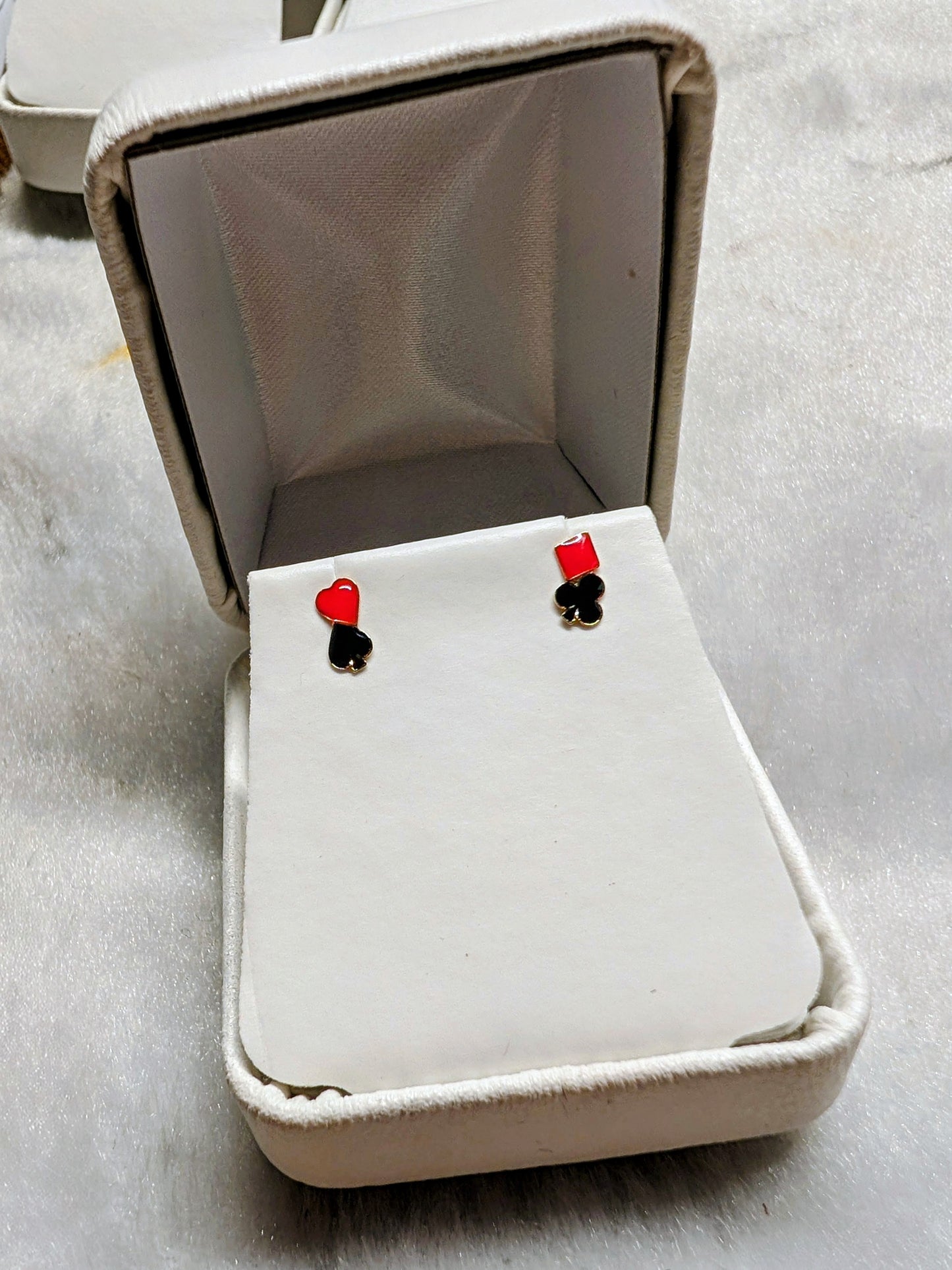 14 KT Full Deck Enamel Screw Back Earrings