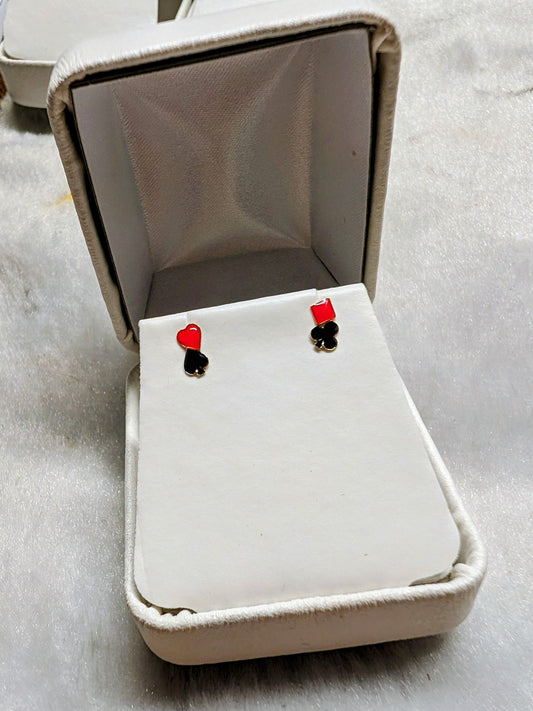 14 KT Full Deck Enamel Screw Back Earrings