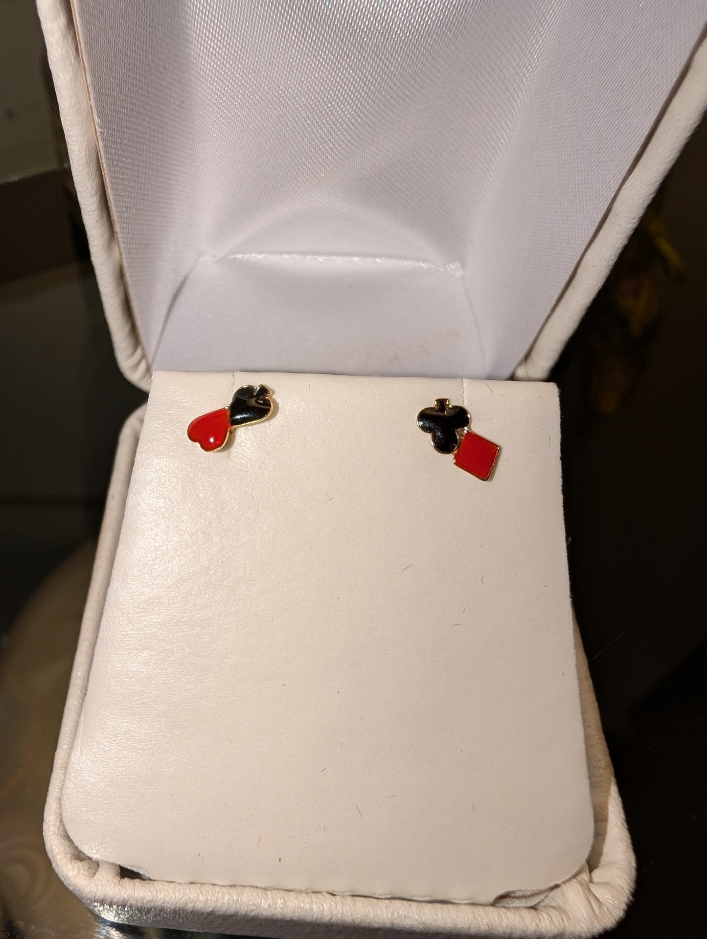 14 KT Full Deck Enamel Screw Back Earrings