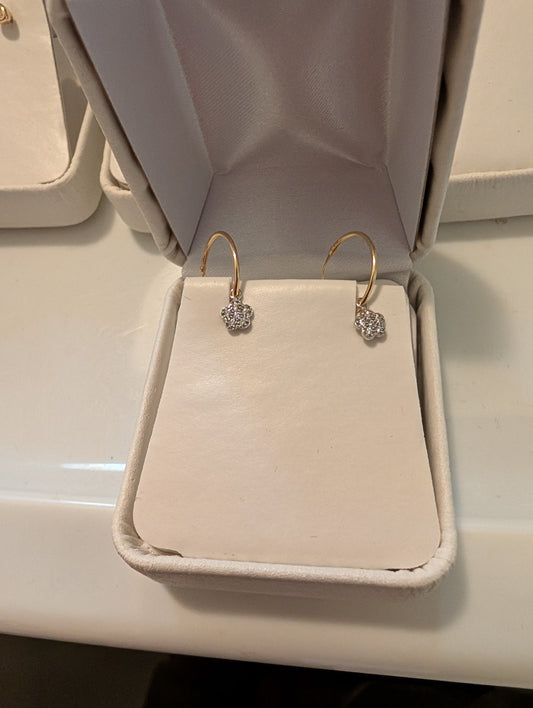 14 KT Endless Hoops with cz flower charms