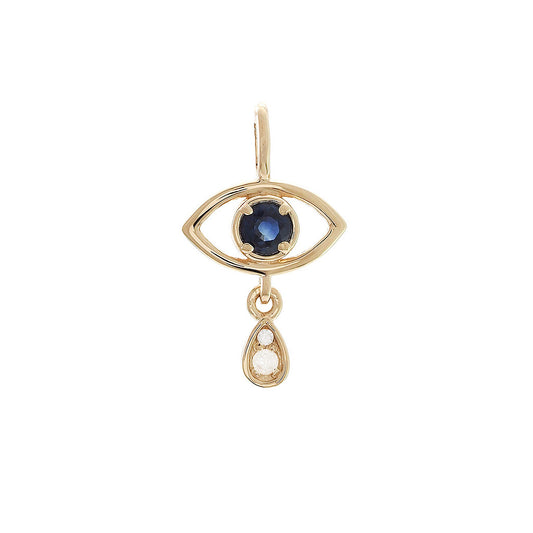 Evil Eye diamond and Sapphire pendant charm