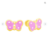 14 KT Baby Butterfly polka dots screw back earrings