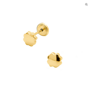 14 KT Modern Baby Flower  Solid screw back earrings