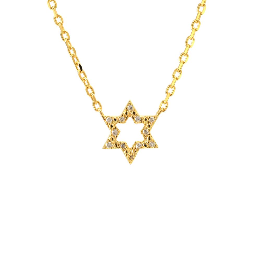 Gold Plated Open Diamond Star of David Necklace