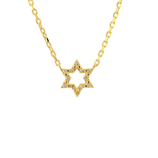 Gold Plated Open Diamond Star of David Necklace