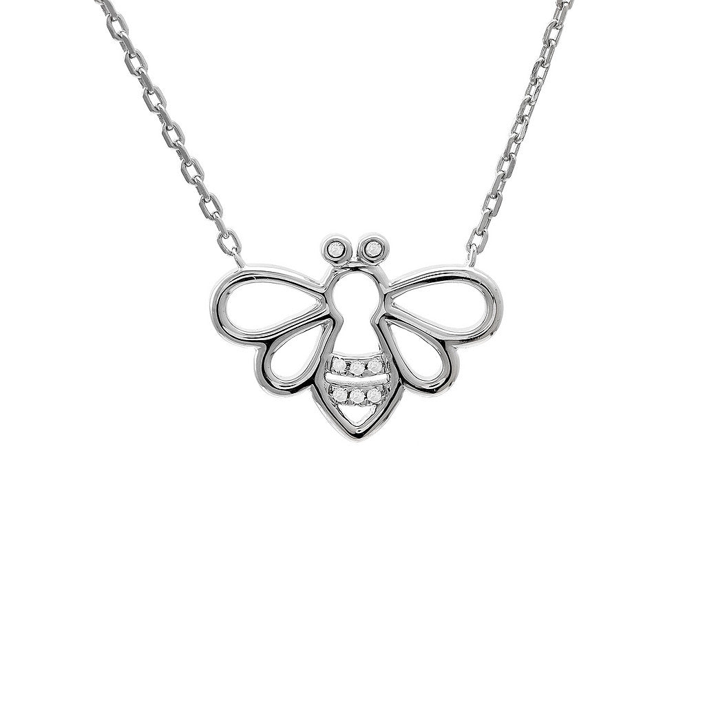 Sterling Bee with Diamond Accent Necklace
