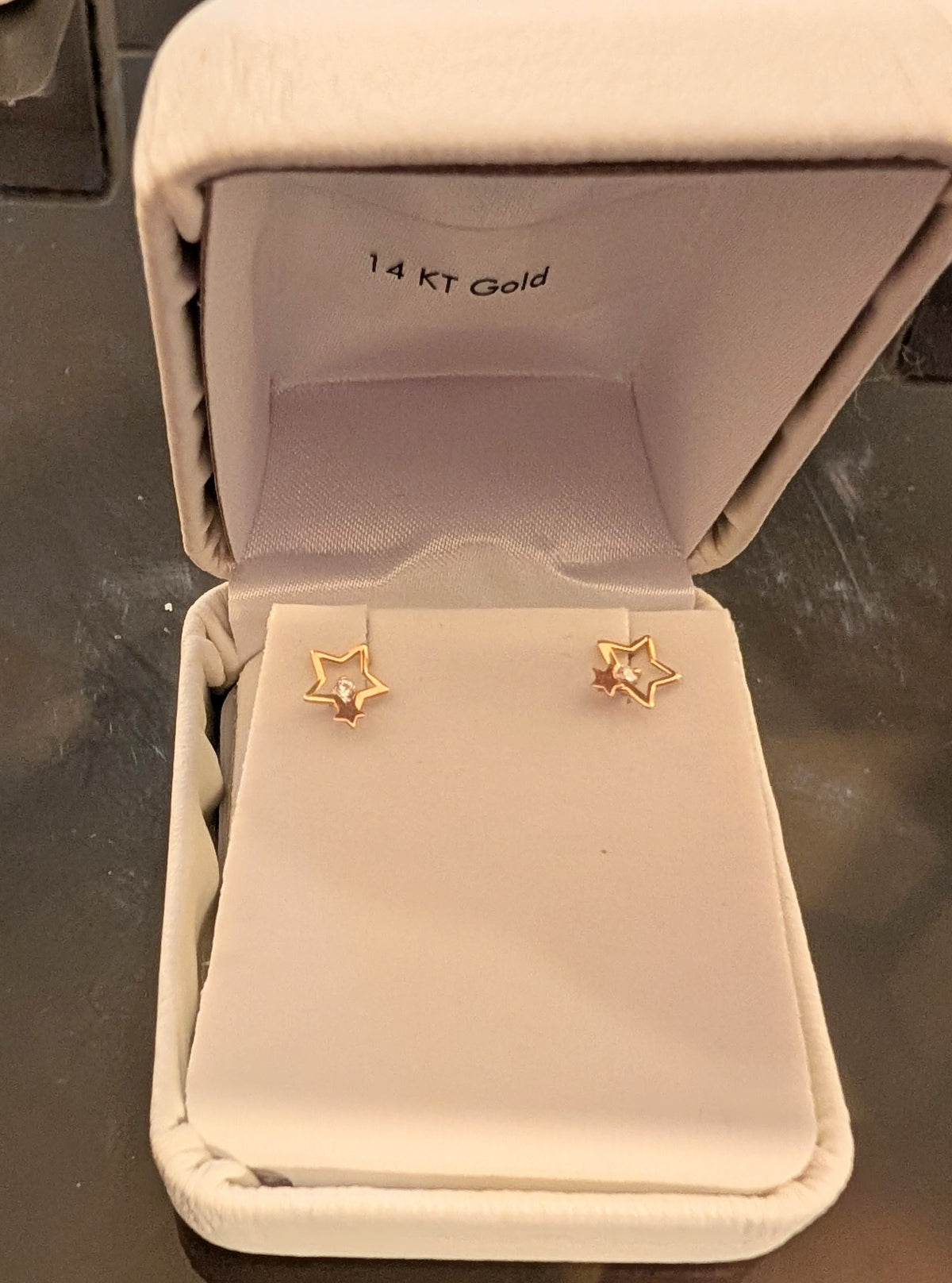 14 KT Children's two tone cz star post earrings