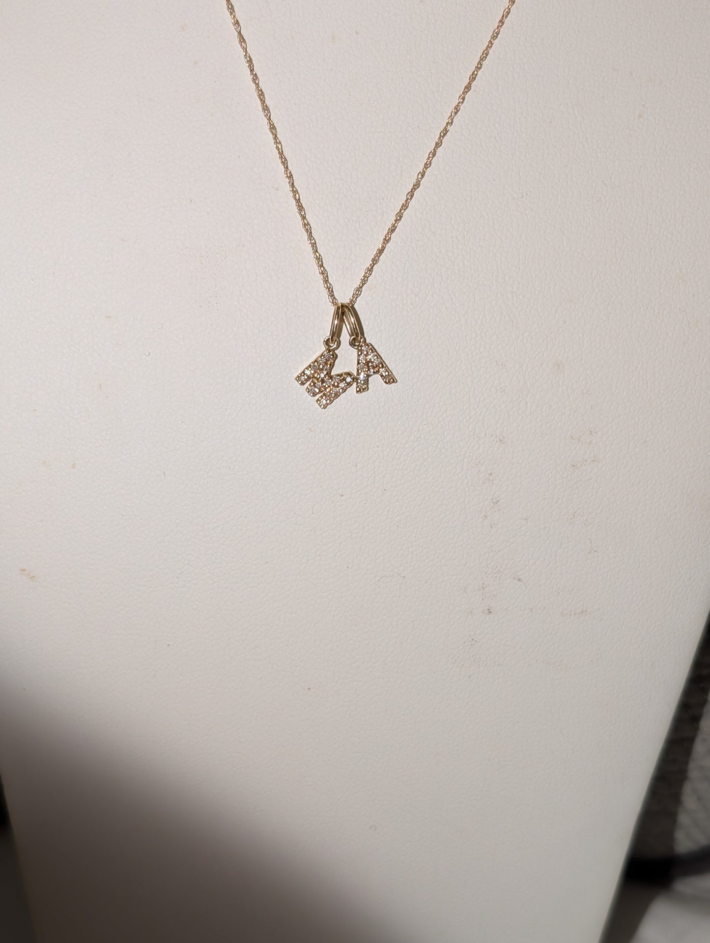 14 KT Tiny Diamond Letter Pendant