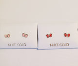 14 KT Baby Butterfly polka dots screw back earrings