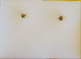 14 KT Petite flat star 3mm. yellow gold post and clutch backs with gift box.