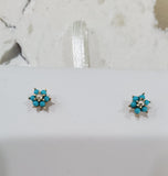 14 KT Children's Turquoise Prong flower screw back earrings