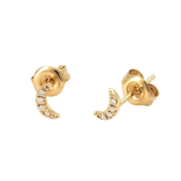 14 KT Diamond Mini Moons stud earrings