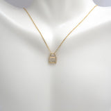 14 KT Diamond pave lock necklace