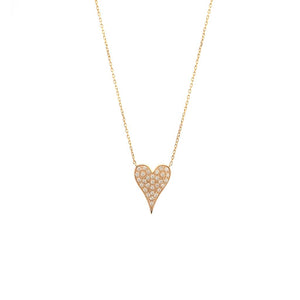 14 KT Happy Pave Heart Set Diamond Necklace