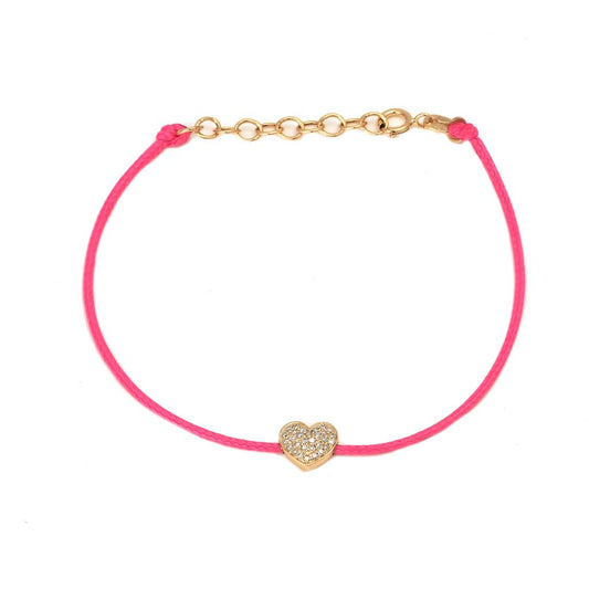 14 KT Diamond Cord Heart Bracelet