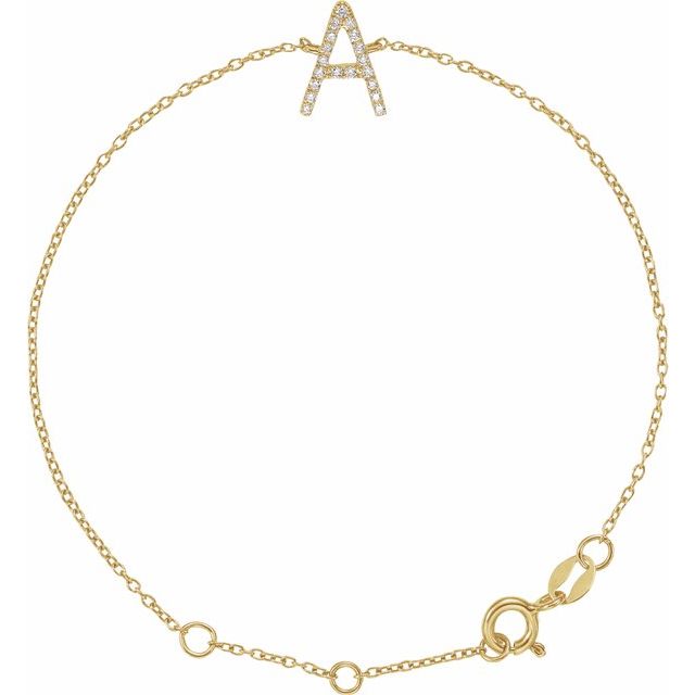14K Diamond Letter bracelet 6+1