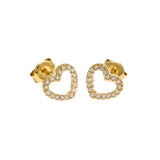 14 KT Diamond Open Heart stud earrings yellow or white gold