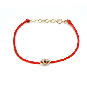 14 KT Diamond Cord Evil Eye Bracelet