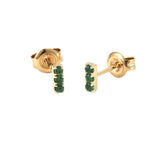 14 KT Tiny Green Garnet Bar stud earrings