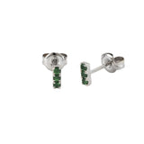 14 KT Tiny Green Garnet Bar stud earrings