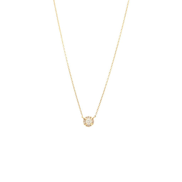 14 KT Halo Set Diamond Necklace Rose gold