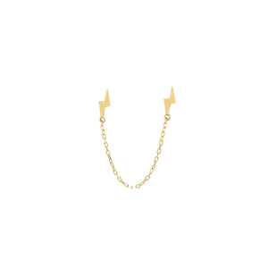 Copy of 14 KT Gold Double lightening bolt chain Connector Earrings