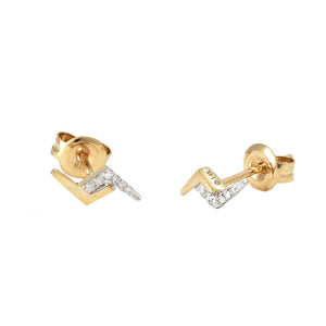 14 KT Diamond lightening bolt stud earrings