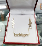 14 KT Solid Gold Multiple Name Necklace 1-6 names