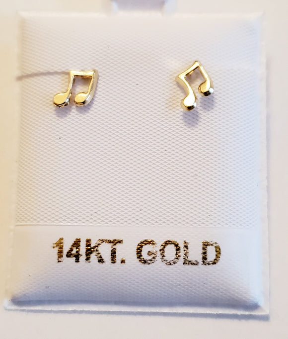 14 KT Music Notes Earrings