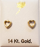 14 KT Children's Open Heart screw back earrings