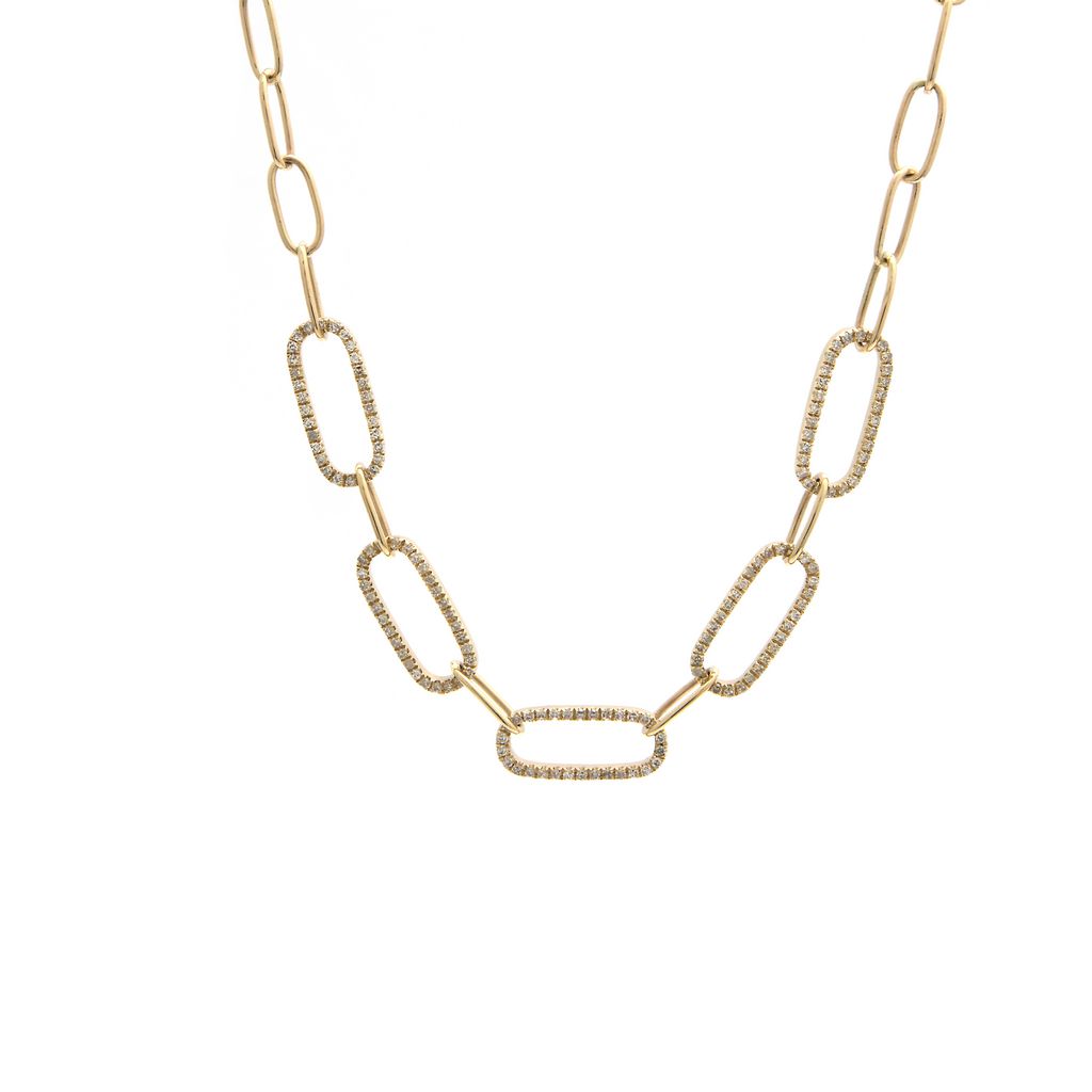 14 KT Diamond Paper Clip Necklace Fashion