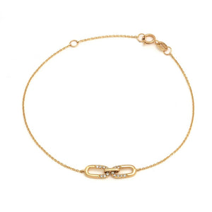 14 KT Diamond Paperclip in line Bracelet