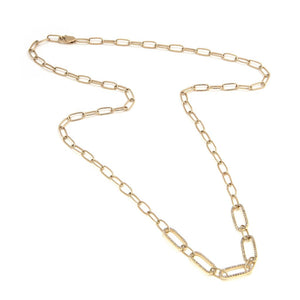 14 KT Diamond Paper Clip Necklace Fashion