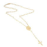 14 KT Pearl and Solid gold rosary necklace.  Lobster clasp. 