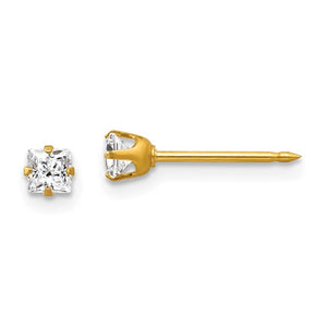 14 KT Square cut 3mm. piercing earrings