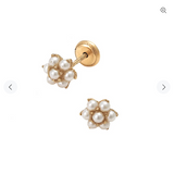 14 KT Children's Pearl Prong flower screw back earrings