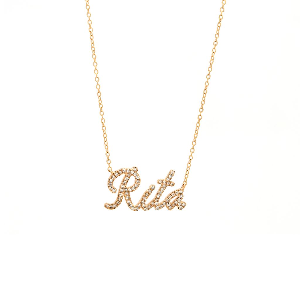 Pave diamond name necklace on sale
