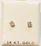 14KT Child CZ 4 part round screw back earrings