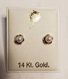14 KT Children's Pearl flower screw back earrings