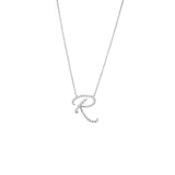 14 KT Script Diamond K Initial Necklace