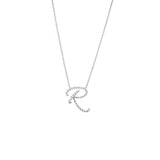 14 KT Script Diamond H Initial Necklace