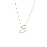 14 KT Script Diamond C Initial Necklace