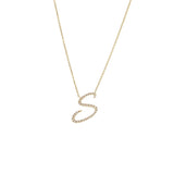 14 KT Script Diamond G Initial Necklace