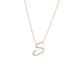 14 KT Script Diamond B Letters Necklace