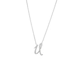 14 KT Script Diamond M Initial Necklace