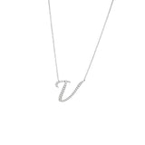 14 KT Script Diamond H Initial Necklace