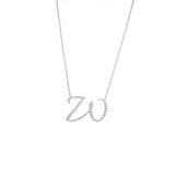 14 KT Script Diamond H Initial Necklace